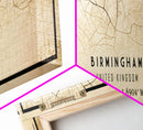 Panoramic Birmingham UK map print poster or framed canvas, map print poster canvas, UK city map print poster canvas, Vintage Travel Art
