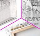 Panoramic Chesapeake City Map, Virginia Art, Map Print, Minimalist Wall Art, Canvas Art, Housewarming Gift, Street Map Art, Closing Gift