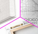 Chicago Street Map, Illinois Map, Map Print, Modern Art, Wall Art, Canvas Art, Apartment Décor, Housewarming Gift, Dorm Wall Art, Office Art