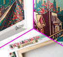Jersey City New Jersey Panoramic Framed Canvas Print, Travel Poster, Mid Century Modern Art, Pop Art Style, Wall Decor, Office Art, Home Decor, Living Room Art