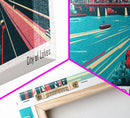 Minneapolis Minnesota Panoramic Wall Art Framed Canvas Print, Travel Poster, Mid Century Modern Art, Pop Art Style, Home Decor, Office Art