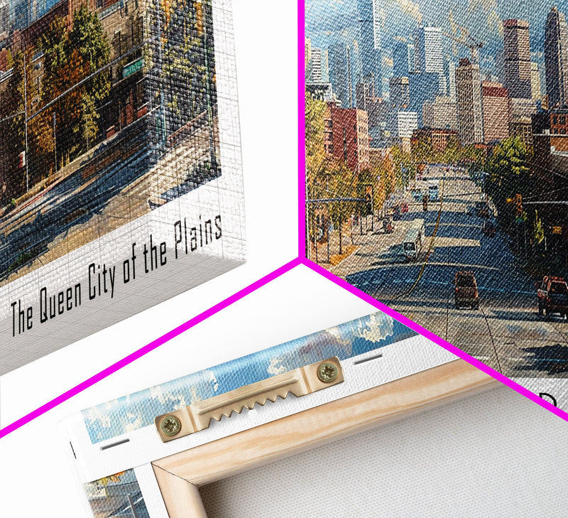 Denver Colorado Panoramic Watercolor Painting, Scenic Framed Canvas Print, Mountain City Wall Art, Travel Poster, Home Decor, Vacation Gift