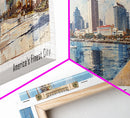 San Diego California Panoramic Print, Creative Framed Canvas Print, Travel Poster Art, Living Room Decor, Office Wall Art