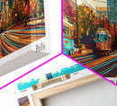 Philadelphia Pennsylvania Panoramic Painting, Retro Style Framed Canvas Print, Mid Century Modern Wall Art, Pop Art Travel Poster