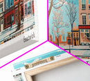 Elizabeth New Jersey Panoramic Wall Art, Mid Century Modern Framed Canvas Print, Retro Pop Art Travel Poster, City Home Decor, Office Art