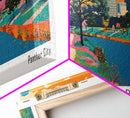 Fort Worth Texas Panoramic Painting, Mid Century Modern Framed Canvas Print, Retro Pop Art Travel Poster, Office Wall Decor
