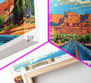 St. George Utah Panoramic Wall Art, Mid Century Modern Framed Canvas Print, Retro Pop Art Travel Poster, Office Wall Decor and Gift Idea