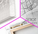 Detroit Street Map, Michigan Map, Map Print, Minimalist Art, Wall Art, Canvas Art, Office, Apartment Décor, Poker Room Décor, Fun Wall Art
