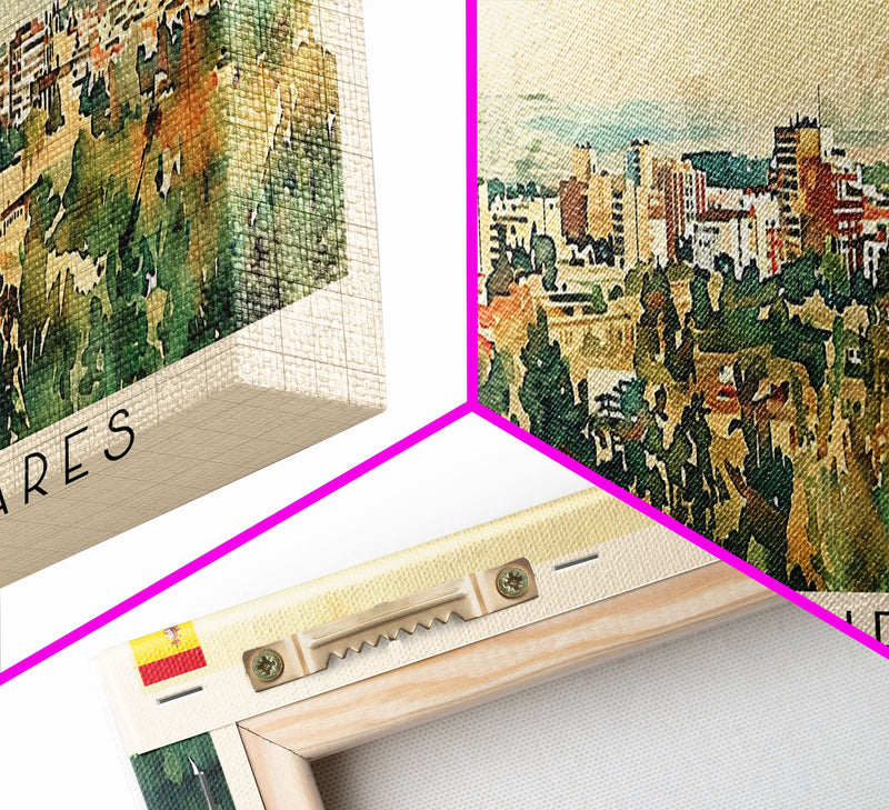 AlcalÄ¯ Spain Travel Art, City Art, Framed Canvas Print or Metal Wall Art, Europe Travel Poster, Panoramic Wall Art, Extra Wide Wall Art