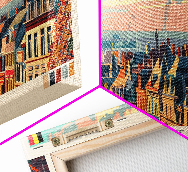 Aalst Belgium Travel Print Wall Art, Panoramic City Art, Travel Art, Wall Decor, Vacation Gift, Framed Canvas Print Or Metal Art