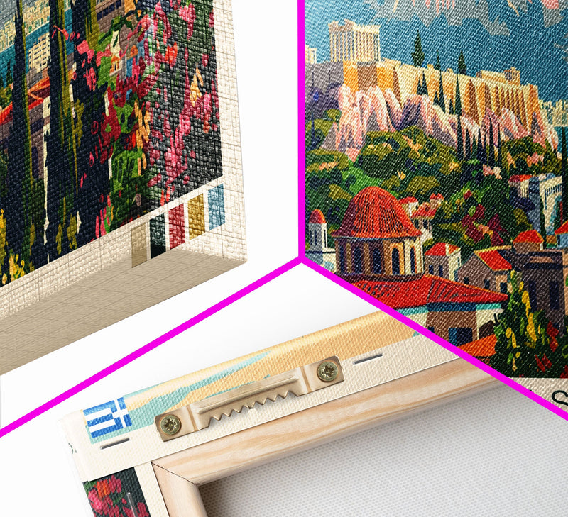 Athens Greece Travel Art, City Art, Framed Canvas Print or Metal Wall Art, Europe Travel Poster, Panoramic Wall Art, Extra Wide Wall Art