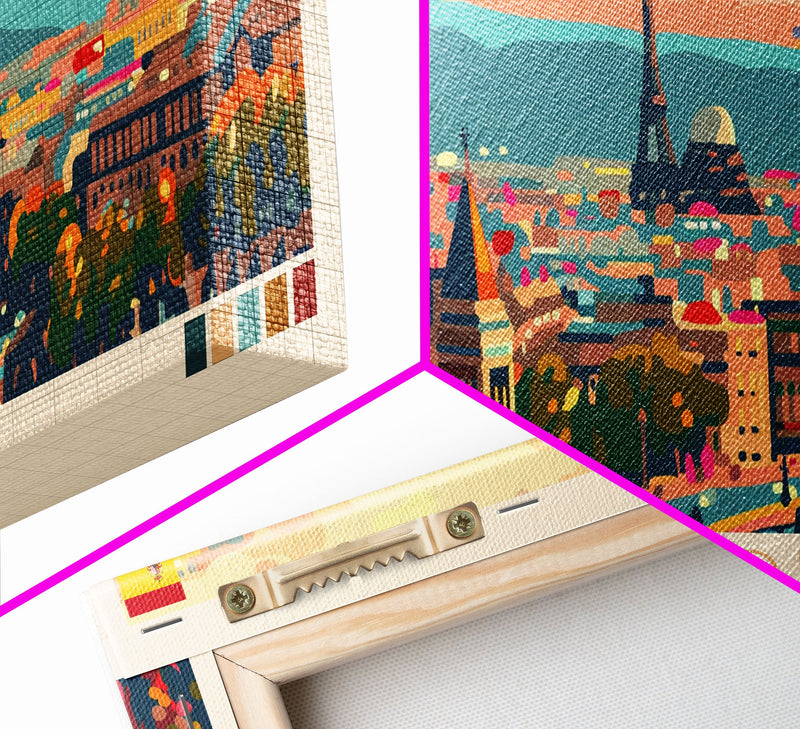 Barcelona Spain Travel Print Wall Art, Panoramic City Art, Travel Art, Wall Decor, Vacation Gift, Framed Canvas Print Or Metal Art