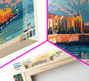 Heraklion Greece Panoramic Travel Poster, Framed Canvas Print or Metal Wall Art, Travel Art, Home Decor, Panoramic Painting, Midcentury Art