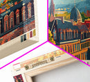 Karlsruhe Germany Panoramic Travel Poster, Framed Canvas Print or Metal Wall Art, Travel Art, Home Decor, Panoramic Painting, Midcentury Art