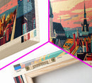 Tallinn Estonia Panoramic Travel Poster, Framed Canvas Print or Metal Wall Art, Travel Art, Home Decor, Panoramic Painting, Midcentury Art
