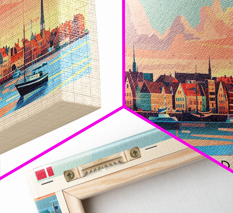 Aalborg Denmark Wall Art, Panoramic Travel Poster, Panoramic Framed Canvas Print, City Wall Art, Wall Hanging Home Decor, Travel Art