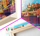 Cagliari Italy Wall Art, Panoramic Travel Poster, Panoramic Framed Canvas Print, City Wall Art, Wall Hanging Home Decor, Travel Art