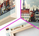 Leipzig Germany Panoramic Travel Poster, Framed Canvas Print or Metal Wall Art, Travel Art, Home Decor, Panoramic Painting, Midcentury Art