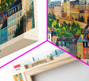 Luxembourg Luxembourg Panoramic Travel Poster, Framed Canvas Print or Metal Wall Art, Travel Art, Home Decor, Panoramic Painting, Midcentury Art
