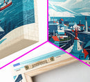 Murmansk Russia Panoramic Travel Poster, Framed Canvas Print or Metal Wall Art, Travel Art, Home Decor, Panoramic Painting, Midcentury Art