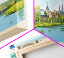 Narva Estonia Panoramic Travel Poster, Framed Canvas Print or Metal Wall Art, Travel Art, Home Decor, Panoramic Painting, Midcentury Art