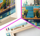 Saint Etienne France Panoramic Travel Poster, Framed Canvas Print or Metal Wall Art, Travel Art, Home Decor, Panoramic Painting, Midcentury Art