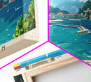 San Sebastian Spain Panoramic Travel Poster, Framed Canvas Print or Metal Wall Art, Travel Art, Home Decor, Panoramic Painting, Midcentury Art