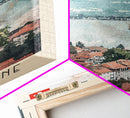 Biel/Bienne Switzerland Travel Poster Framed Canvas Print, Watercolor Painting, Wall Art, Home Decor, Scenic Travel Print