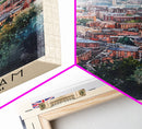 Birmingham United Kingdom Travel Poster Framed Canvas Print, Watercolor Art, Home Decor, Wall Art, Travel Print, Cityscape Art