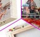 Korolyov Russia Scenic Cityscape, Framed Canvas Print, Travel Poster, Wall Art, Dining Room Decor, Russian Urban Landscape, Cityscape Painting