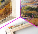 L'Hospitalet Spain Travel Poster Framed Canvas Print, Urban Landscape, Watercolor Painting, Wall Art, Home Decor, Travel Print, Artistic Gift