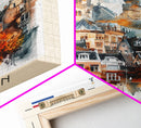 Nijmegen Netherlands Framed Canvas Print, Urban Travel Poster, Watercolor Painting, Architectural Wall Art, Home Decor, Unique Art