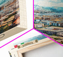 Palermo Italy Travel Poster Framed Canvas Print, Watercolor Painting, Coastal Wall Art, Home Decor, Italian Seaside, Vibrant Art