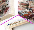 Tallinn Estonia Travel Poster Framed Canvas Print, Watercolor Painting, Scenic Wall Art, Home Decor, Estonian Cityscape, Modern Art