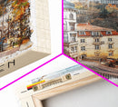 Wiesbaden Germany Travel Poster Framed Canvas Print, Watercolor Painting, Scenic Wall Art, Home Decor, German Cityscape, Artistic Gift
