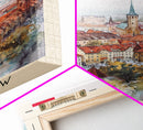 Wrocław Poland Travel Poster Framed Canvas Print, Watercolor Painting, Urban Wall Art, Home Decor, Polish Cityscape, Special Gift