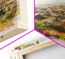 Yerevan Armenia Travel Poster Framed Canvas Print, Watercolor Painting, Scenic Wall Art, Home Decor, Armenian Landscape, Unique Gift