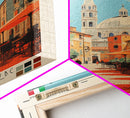 Ferrara Italy Travel Poster Framed Canvas Print, Midcentury Modern Art, Pop Art Wall Decor, Scenic Living Room Art, Bedroom Gift