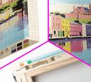 Galway Ireland Travel Poster Framed Canvas Print, Midcentury Modern Art, Pop Art Wall Decor, Scenic Bedroom Art, Office Decoration