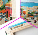 Heraklion Greece Travel Poster Framed Canvas Print, Midcentury Modern Art, Pop Art Wall Decor, Scenic Living Room Art, Bedroom Decor