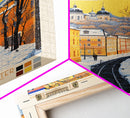 Kaluga Russia Travel Poster Framed Canvas Print, Midcentury Modern Art, Pop Art Wall Decor, Scenic Wall Art, Bedroom Decoration
