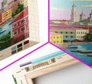Kazan Russia Travel Poster Framed Canvas Print, Midcentury Modern Art, Pop Art Wall Decor, Scenic Bedroom Art, Office Decoration