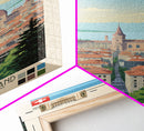 Lausanne Switzerland Travel Poster Framed Canvas Print, Midcentury Modern Art, Pop Art Wall Decor, Scenic Wall Art, Living Room Decoration, Office Art
