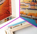 Luxembourg Luxembourg Travel Poster Framed Canvas Print, Midcentury Modern Art, Pop Art Wall Decor, Scenic Art, Bedroom and Living Room Decor