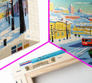 Mytishchi Russia Travel Poster Framed Canvas Print, Midcentury Modern Art, Pop Art Wall Decor, Scenic Living Room Art, Bedroom Decor