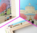 Novi Pazar Serbia Travel Poster Framed Canvas Print, Midcentury Modern Art, Pop Art Wall Decor, Scenic Wall Art, Living Room Decoration, Office Gift