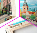 Radom Poland Travel Poster Framed Canvas Print, Midcentury Modern Art, Pop Art Wall Decor, Scenic Living Room Art, Bedroom Decor