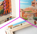 Salamanca Spain Travel Poster Framed Canvas Print, Midcentury Modern Art, Pop Art Wall Decor, Scenic Wall Art, Bedroom Decoration