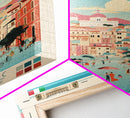 Salerno Italy Travel Poster Framed Canvas Print, Midcentury Modern Art, Pop Art Wall Decor, Home Decor, Office Gift, Living Room Art