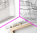 Glendale City Map, Arizona Map, Map Art, Minimalist Art, Wall Art, Canvas Art, Cabin Wall Décor, Entryway Décor,  Room Décor, Gifts For Her